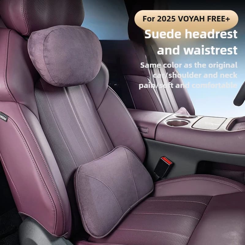 Per VOYAH FREE + 2025 Cuscino del seggiolino auto Poggiatesta Supporto lombare Cuscino in vita Morbida pelle scamosciata Memory Foam Cuscino per il collo Accessori per auto
