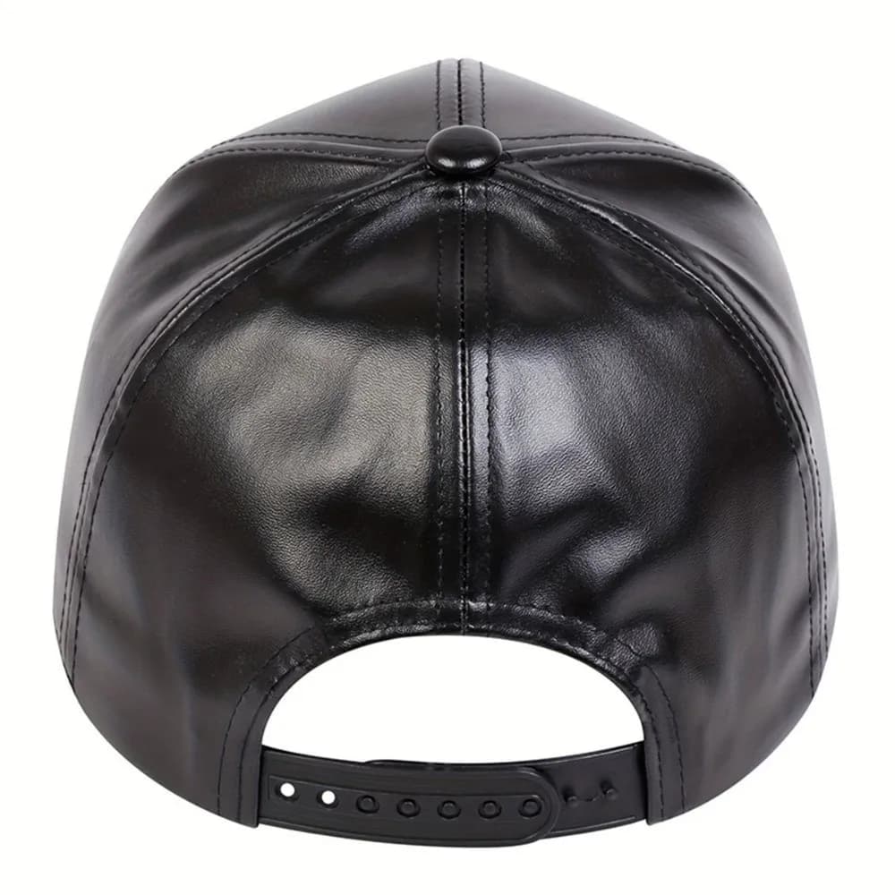 Fashion PU Solid Baseball Cap Dad Hat Adjustable Warm Leather Cap Sunscreen Hat Casual Caps Hip Hop Snapback Hat Men