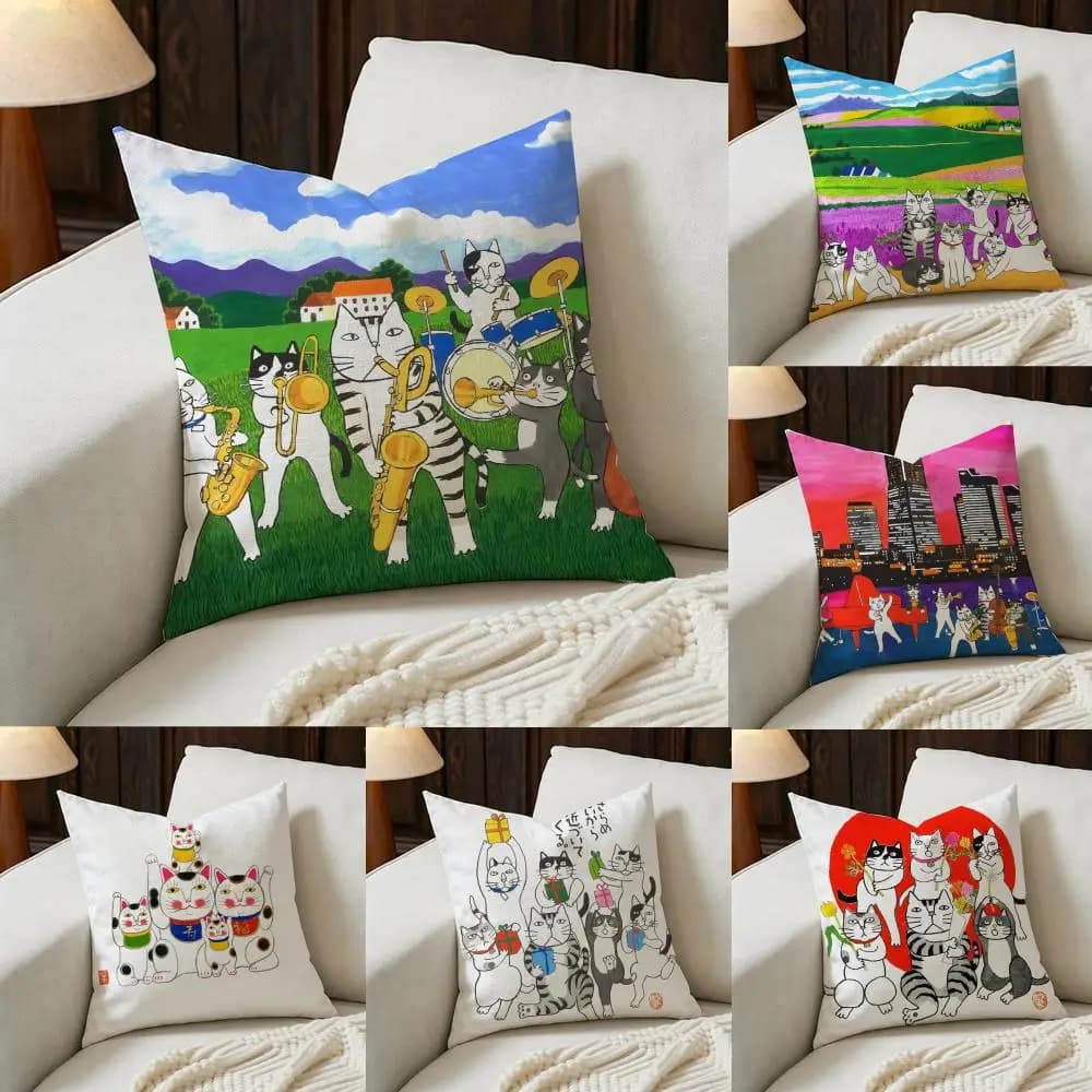 H-Hajime Okamoto Set di fodere per cuscini in lino naturale, decorazione tutto in uno per divano, camera da letto e sedia