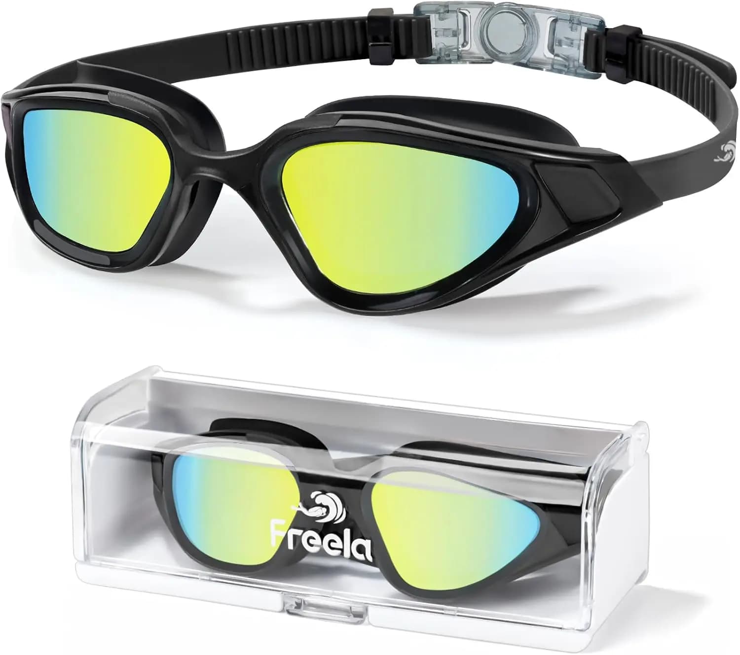 Occhialini da Nuoto Polarizzati, Protezione UV400 Antiappannamento 180° ° Visione panoramica per adulti