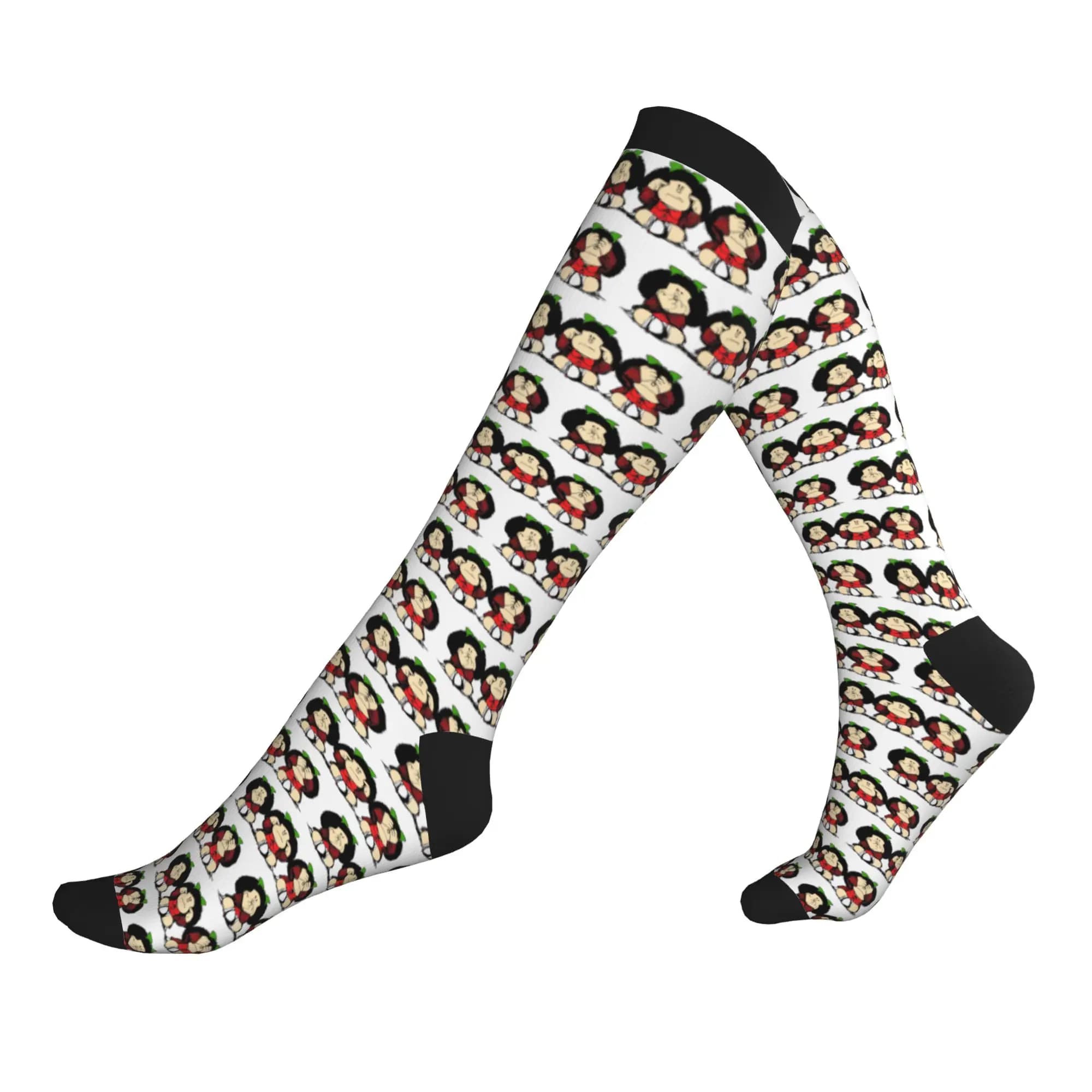 Cute Men's Manga Mafalda Quino Cartoon Dress Socks Unisex Warm Comfortable 3D Printed Sports Compression Socks