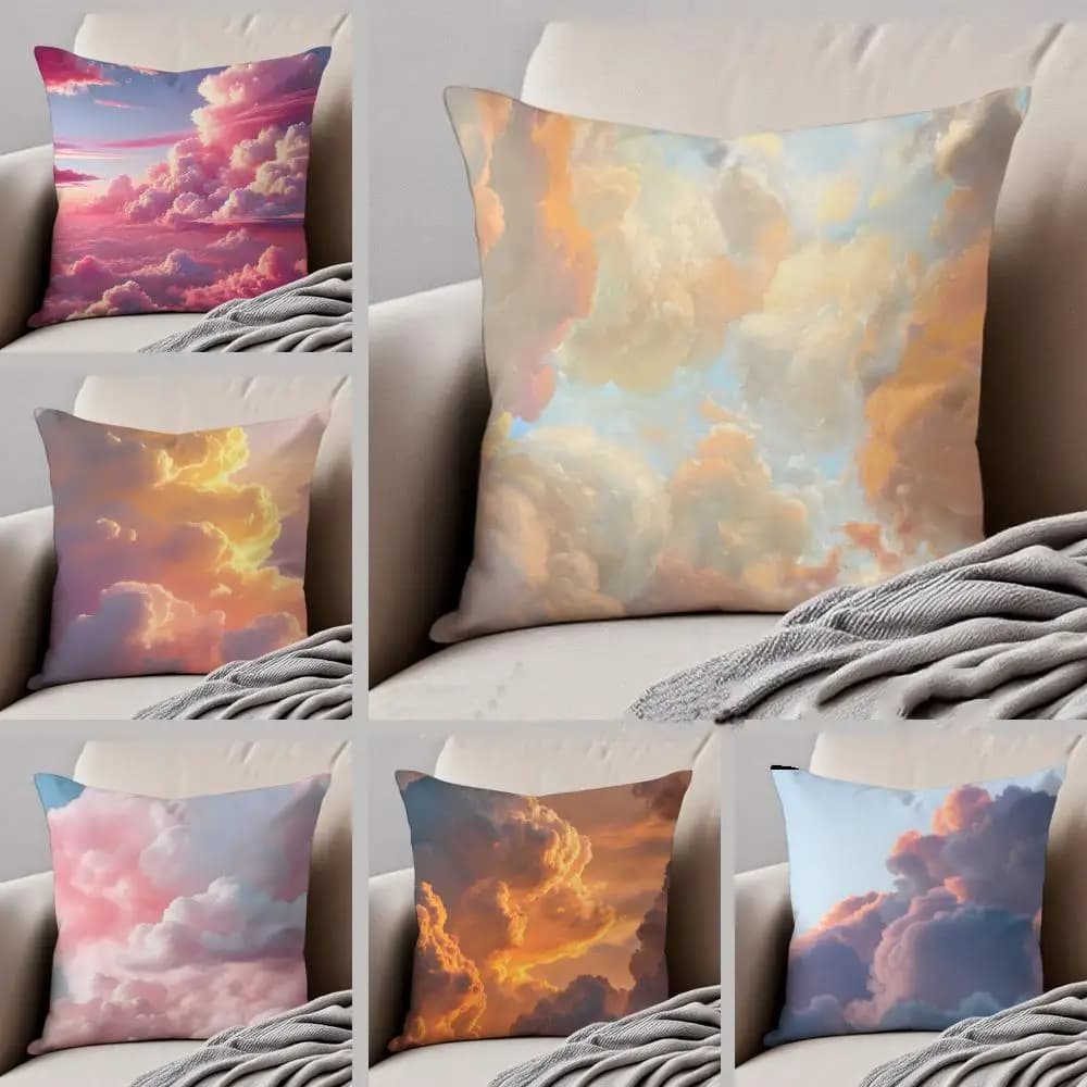F-fufu Fluffy Clouds Copricuscino Decorativo con Bottone Nascosto in Poliestere Resistente per Sedia