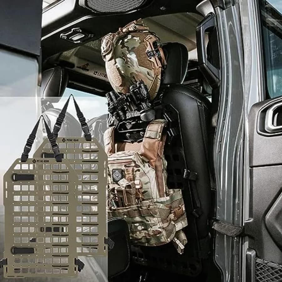 Organizer Tattico per Sedile Auto con Pannelli Molle Rigidi per Veicoli, Nero, Pannello Resistente per Attrezzatura Tattica