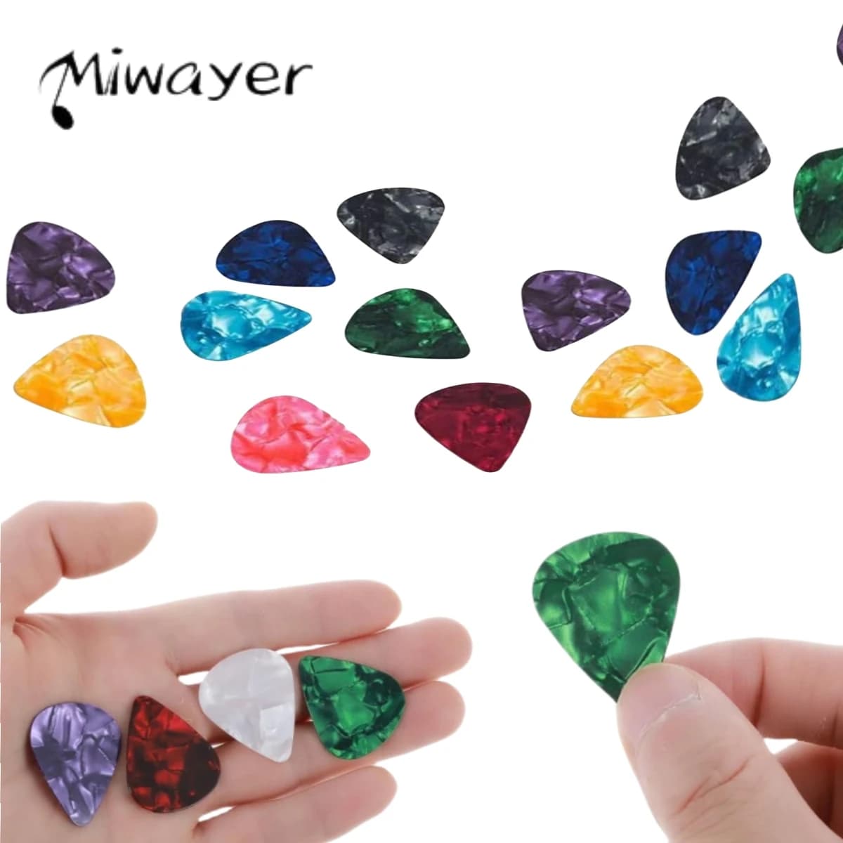 Miwayer 10 pezzi plettro per chitarra spessore diverso plettri per chitarra in celluloide colorato, 0,46 mm, 0,71 mm (colore casuale)