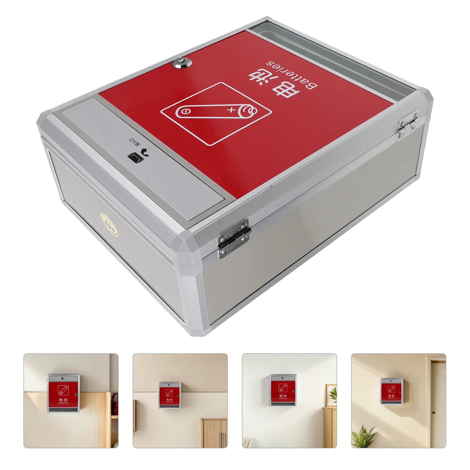 Used Battery Recycling Box Wall Mounted Portable Plastic Organizer for Residential Schools Offices Battery Collection Bin with