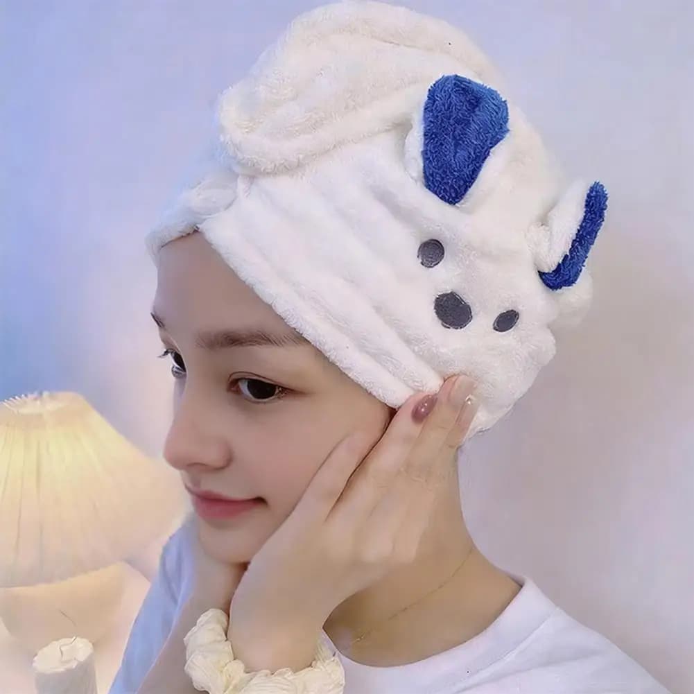 Asciugamano per capelli in microfibra per capelli in velluto corallo Asciugamano per asciugare i capelli in microfibra con bottoni Turbante assorbente ad asciugatura rapida per le donne