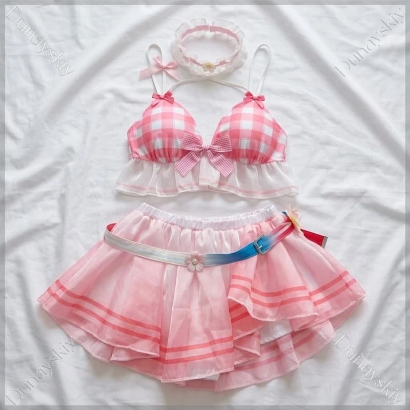 Y2K Beach Hot Two Piece Outfit Wuthering Waves Chisaki Summer Swimsuit Cosplay Costume Full Game Comic Con Halloween Anime Th