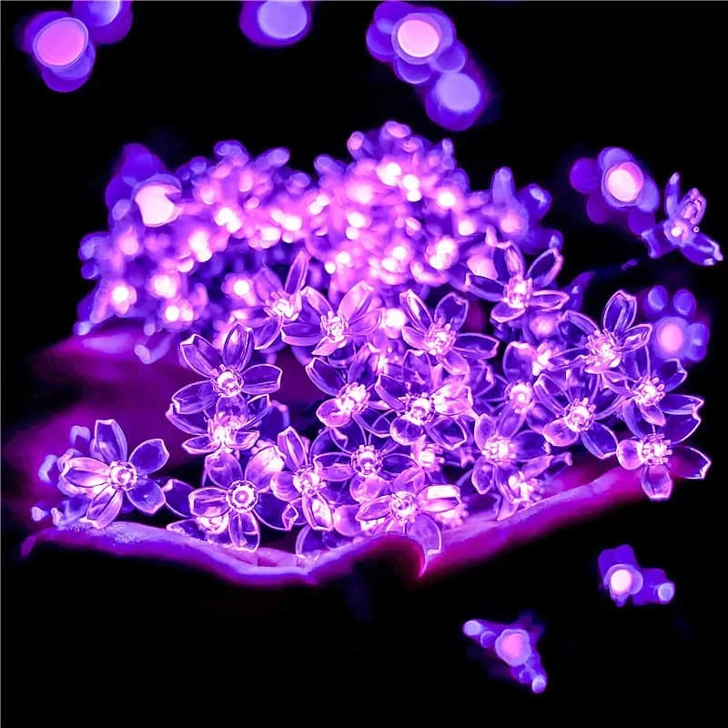 Luci Solari a Stringa a LED a Forma di Fiori di Ciliegio (Sakura) da 5M per Matrimoni, Feste, Giardini e Decorazioni Esterne