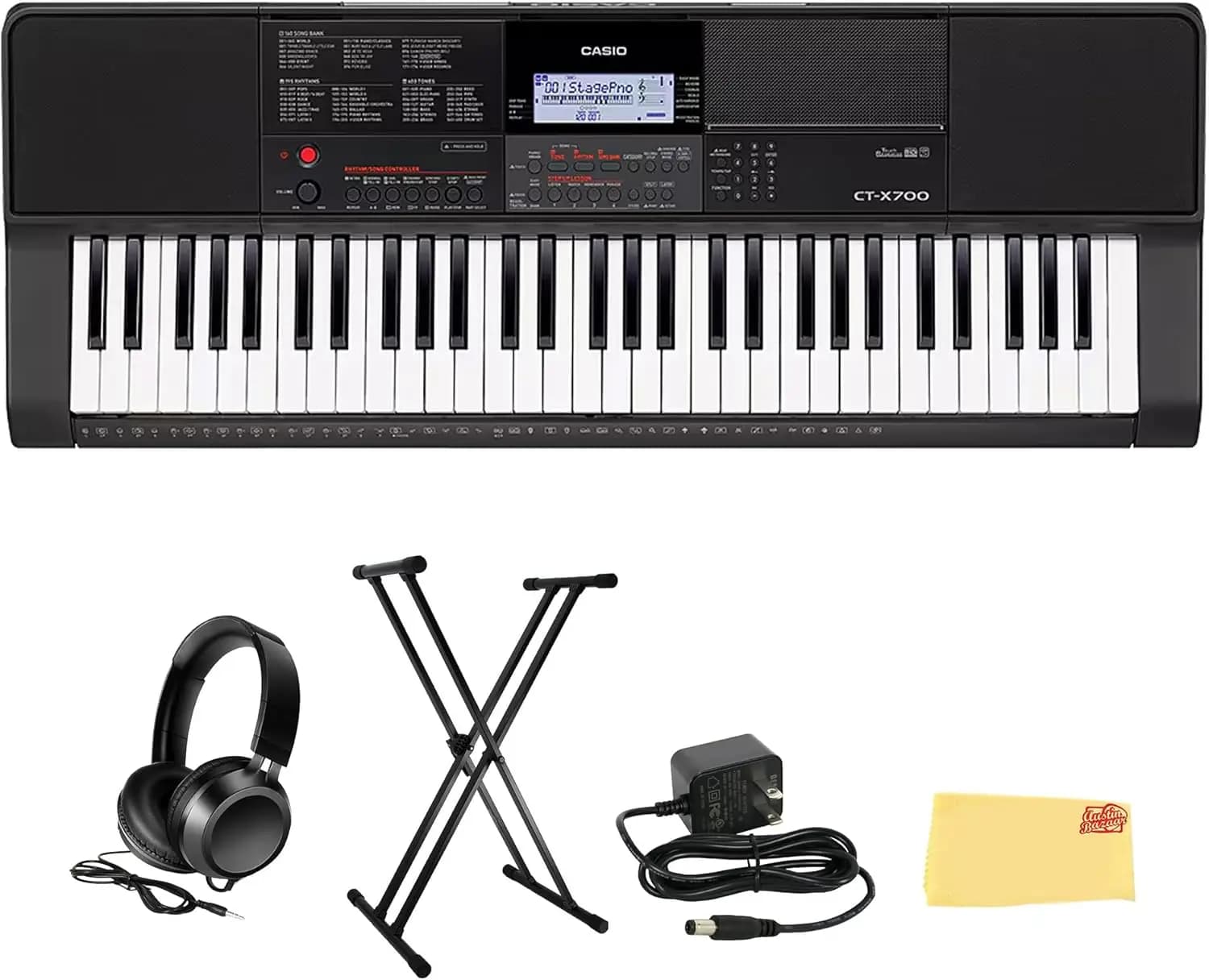 Premium Keyboard Bundle with Power Supply, Stand, and Headphones - Exclusive Set