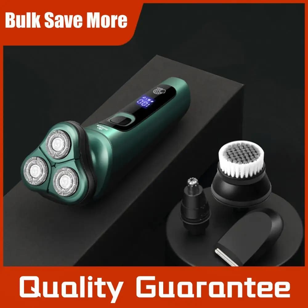 Electric Travel Razor for Man with Digital Display, Washable Smart Razor, Wireless Trimmer for Face and Barba, Car Razor and Home