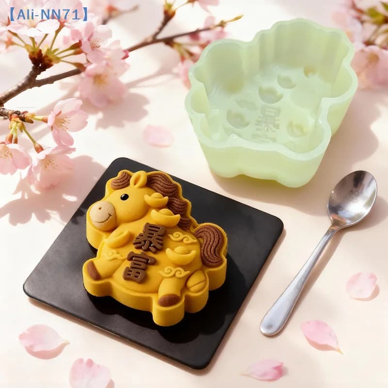 【NN71】Stampo in silicone a forma di cavallo per budino, gelatina, mousse, cioccolato, cubetti di ghiaccio, strumento per la cottura fai da te, stampo per dessert, regalo per l'anno del cavallo