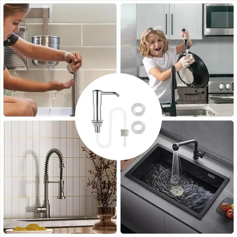 ABRB-Dispenser di sapone Kit tubo di prolunga Lavello da cucina per uso domestico Dispenser di sapone liquido Lozione da bagno Detersivo Pressa a mano