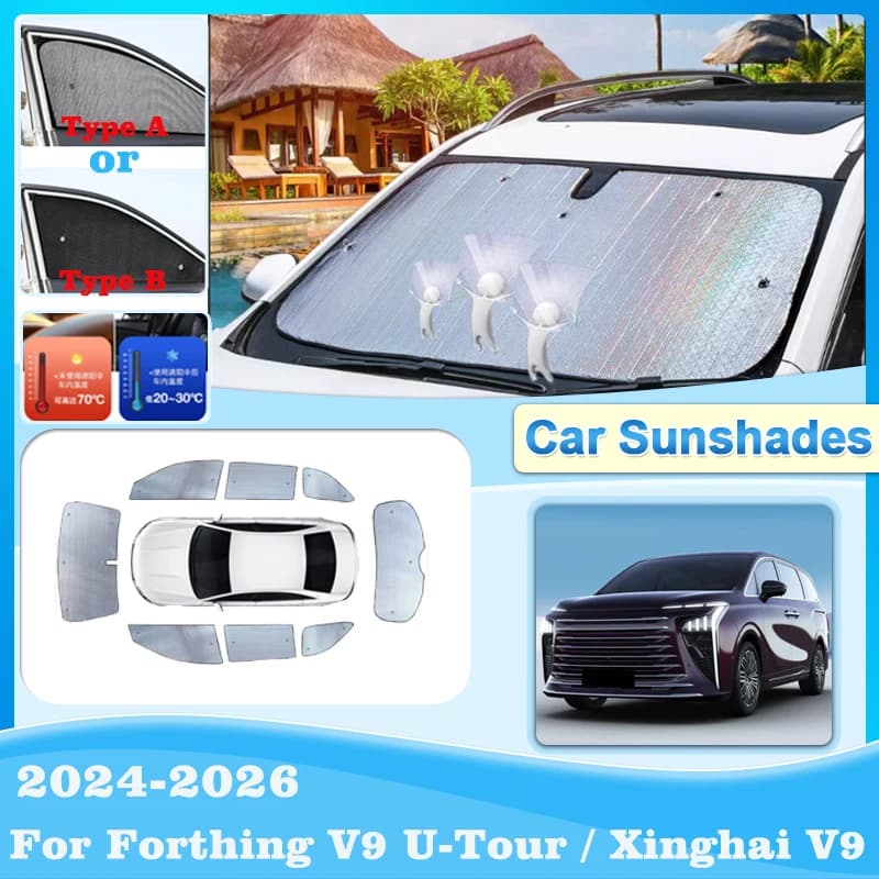Auto Cover Sun Curtains Forthing V9 U Tour 2024 Xinghai V9 2025 2026 Solar Protection Covers Side Window Sunshades Accessories