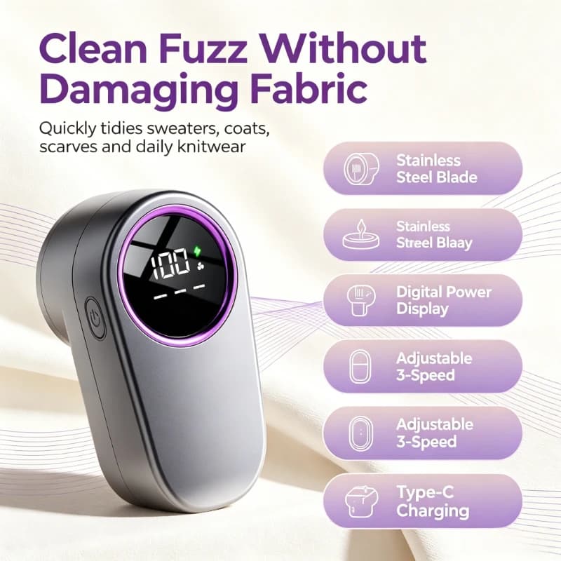 Portable Rechargeable Pill Remover Electric Fabric Shaver Sweater Defuzzer for Clothes Compact Home Travel Use