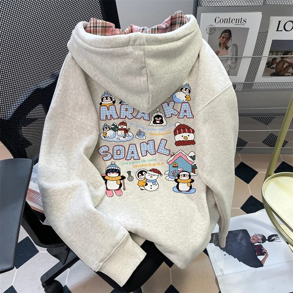 Felpa con Cappuccio dal Design Unico e Cartoonesco, Moda Primaverile e Autunnale, Versatile e Snellente, Abbigliamento Streetwear da Donna