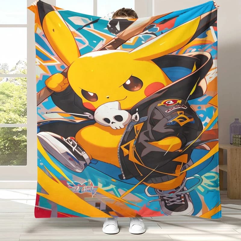 Coperta in flanella Pikachu Pokemon in 6 stili, coperta in peluche ultra morbida e calda per la casa, la camera da letto, il letto, il divano, l'ufficio, il campeggio, il picnic, come regalo