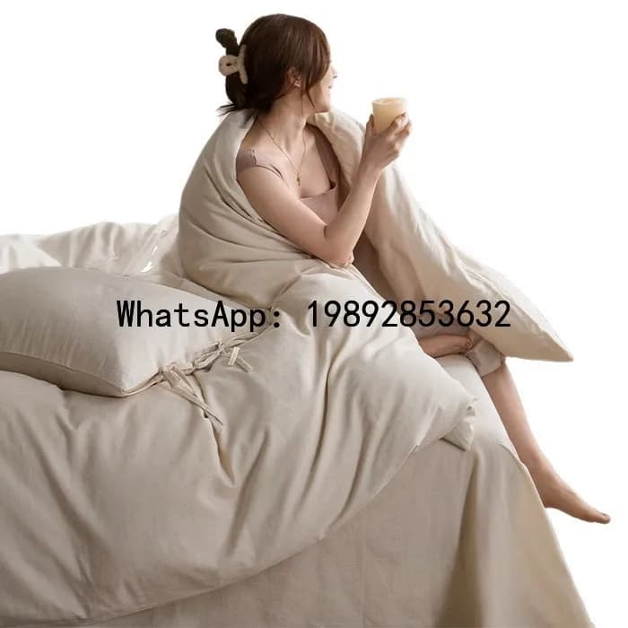 PYJ 2026 nuovo set di biancheria da letto in cotone tinto in filo, quattro pezzi