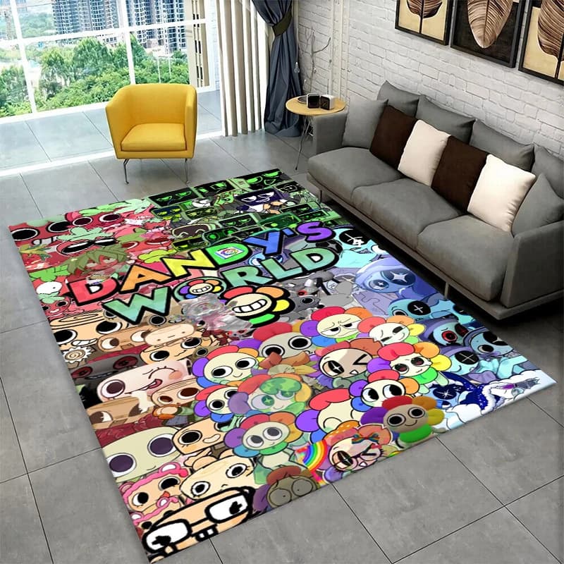 Game Dandy World Cartoon Non-Slip Area Rug for Living Room,Bedroom,Playroom,Soft Carpet Floor Mat Home Decor Rug Kids Room