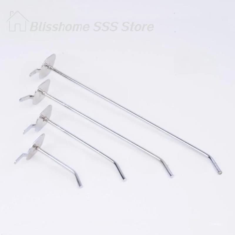 【S】10Pcs Pegs Board Pegboard Hooks Garage Work Shop Storage Display Organization 3.3mm Iron Hanging Tool Storage Rack Hooks