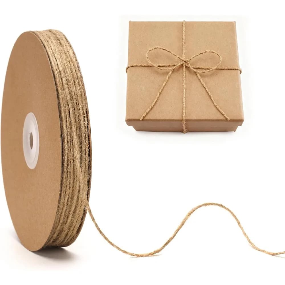 2MM 328Ft Natural Brown Jute Twine for Gardening, Crafting, Gift Wrapping, Crochet, Macrame Decor