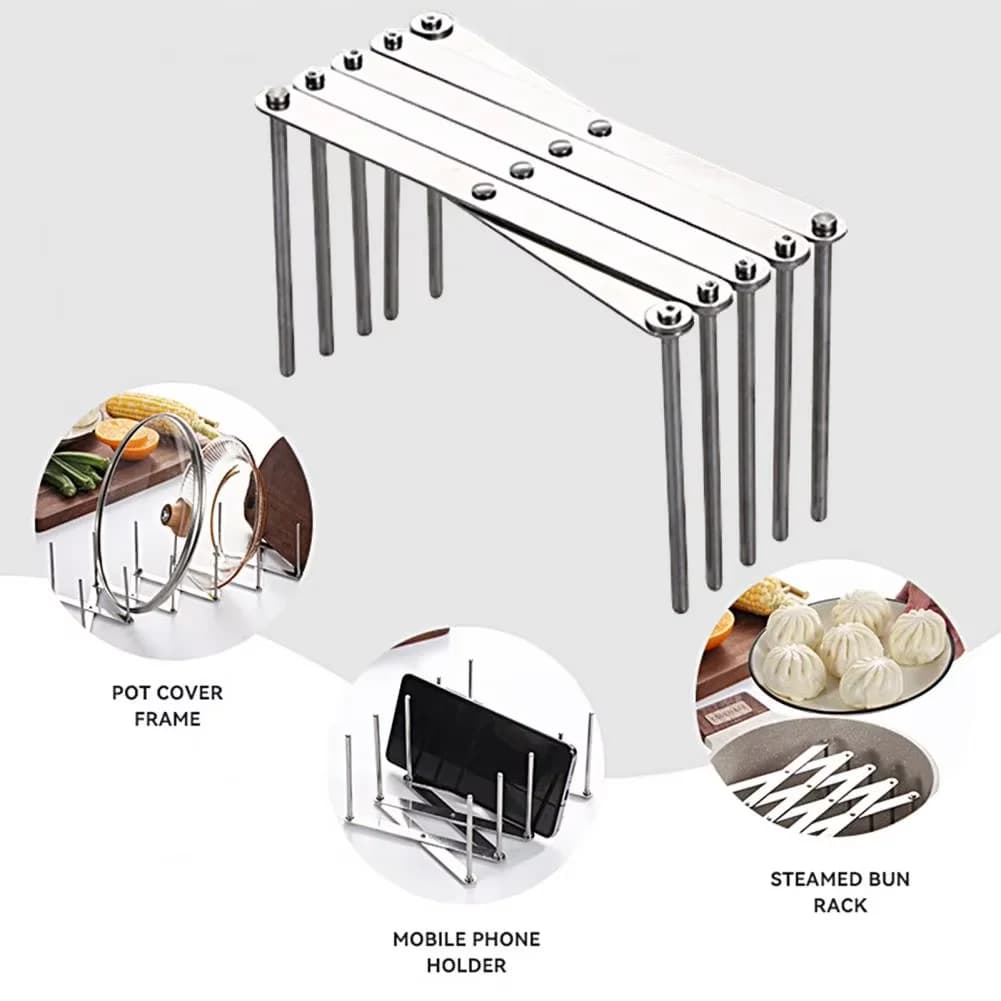 Scaffale di stoccaggio multifunzionale espandibile in acciaio inossidabile per armadi da cucina, coperchi per pentole, tagliere, pale, scaffali