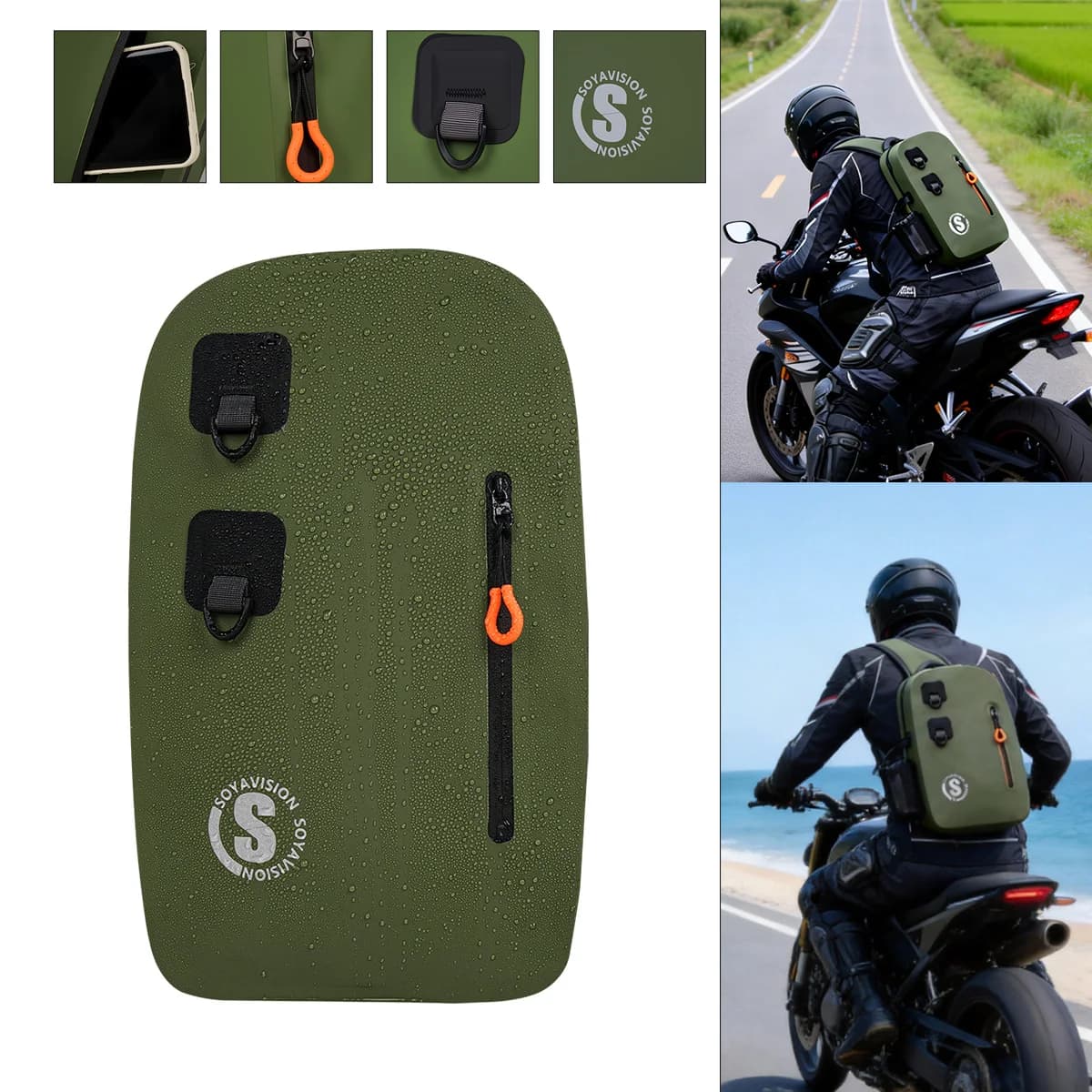 SOYAVISION Fishing Shoulder Bag, Waterproof Fishing and Motorcycle Bag, High Capacity Exterior Container
