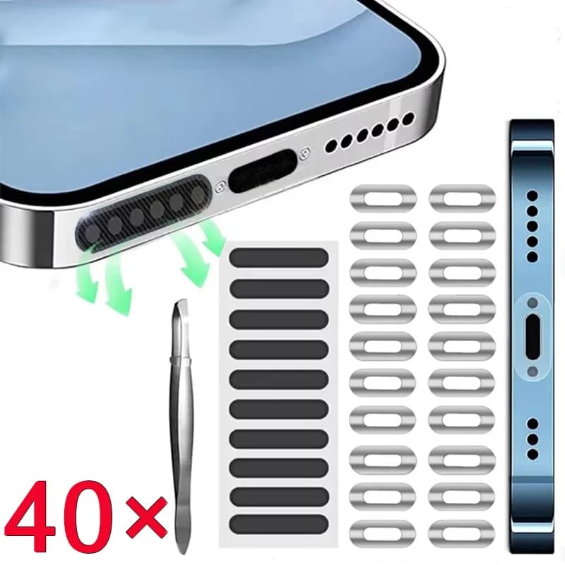 40/1PCS Adesivo in rete antipolvere per altoparlante per telefono cellulare Porta di ricarica USB Adesivo per pellicola protettiva universale per iPhone Samsung Xiaomi