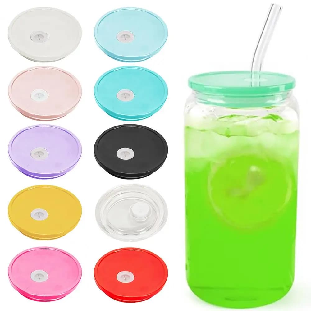 Coperchio in vetro acrilico resistente allo stampo Coperchio in vetro acrilico per bicchieri da 16 once Coperchi in acrilico riutilizzabili per bicchieri di vetro da 16 Oz con per ghiacciato