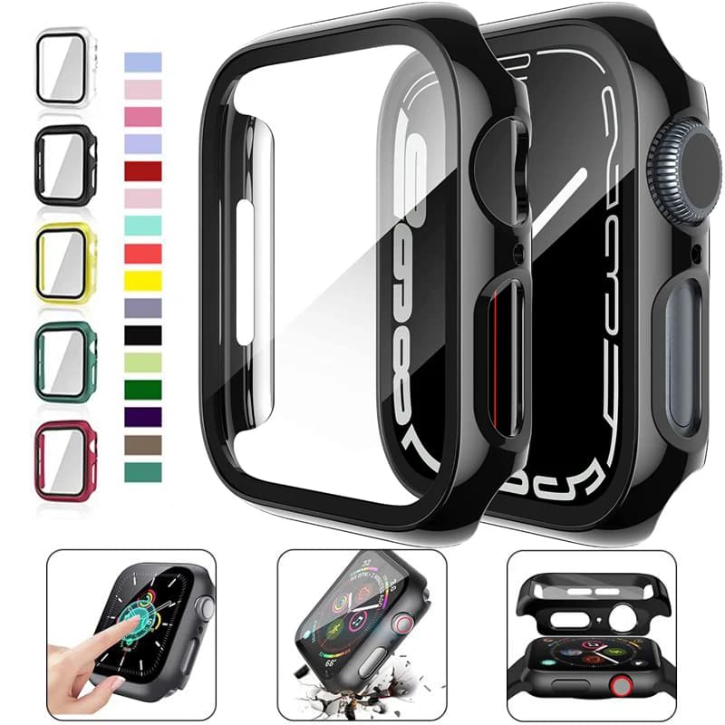 Glass + Cover for Apple Watch 45mm/41mm/40mm/44mm/42mm/38 IWatch Series 4 5 6 SE 7 8 Screen Protection Apple Watch Accessories