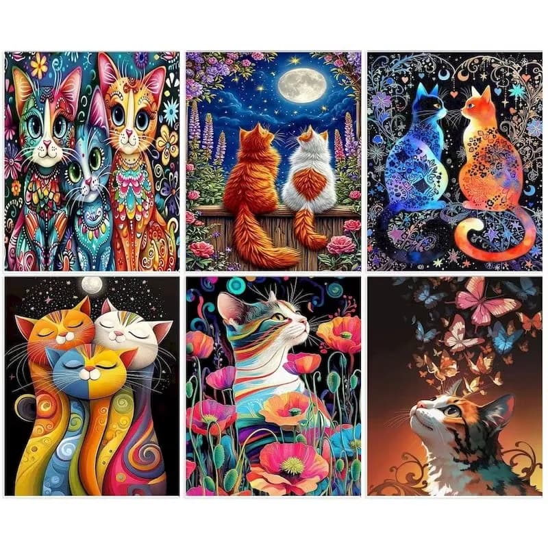 Diamond Painting Animals Cat Mosaic Handmade Artwork Full Round/Square Diamonds Exquisite Gift Home Decoration