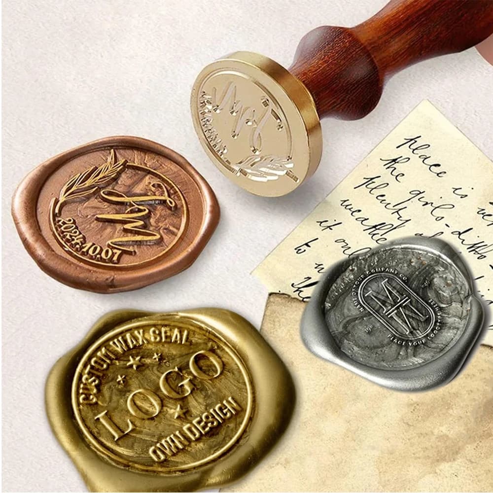 Custom Your Logo 25/30/40/50mm Wax Stamp Personalized Wax Sealing Set Wedding Birthday Decoration Stamps for Card Making Craft