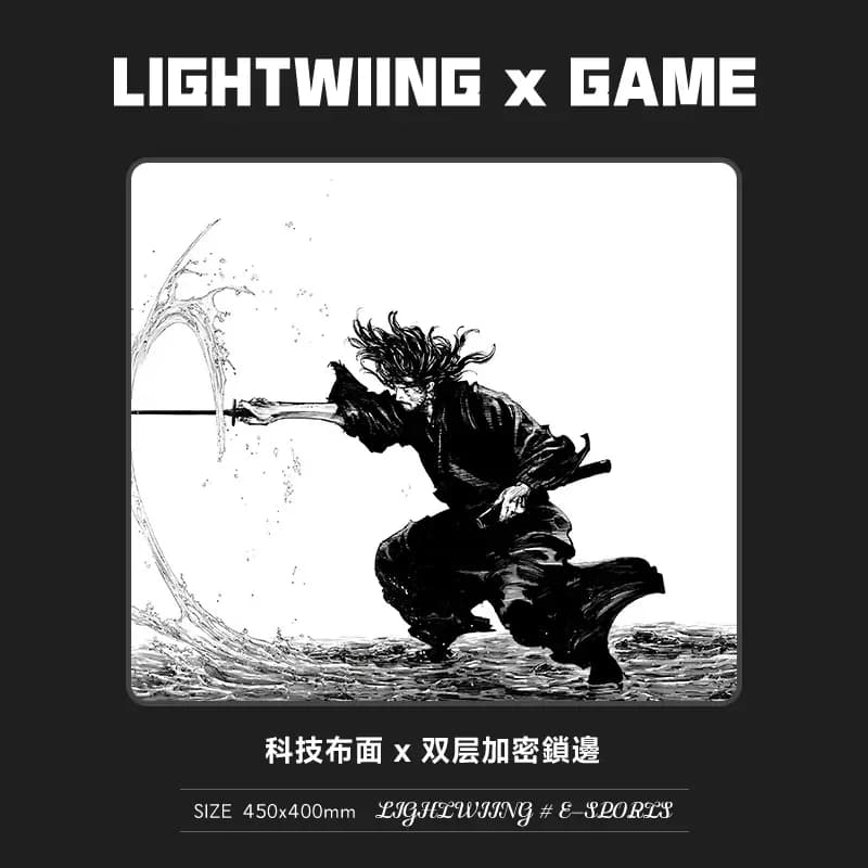 Tappetino per mouse da gioco in vetro con spada da samurai anime giapponese, superficie liscia satinata, tappetino da scrivania temperato, upgrade per FPS, tappetino per mouse da ufficio, eSports