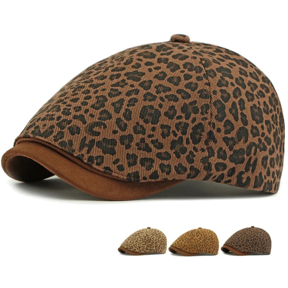 HT4791 Berretti Primavera Autunno Cappello Uomo Donna Leopardo Ottagonale Berretto Piatto Artista Pittore Cappello Berretto Maschio Femmina Berretto Regolabile