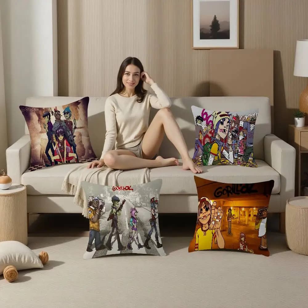 Fodera per cuscino Nordic Pop Gorillaz, cuscino decorativo per divano, decorazioni per la casa, fodere per cuscini