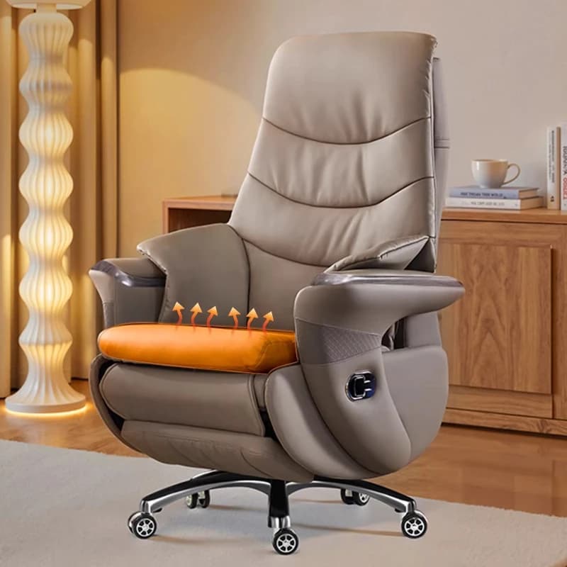 Sedia da Ufficio Direzionale in Vera Pelle Premium - Sedia da Gaming con Massaggio Elettrico e Supporto Ergonomico per Casa e Ufficio JT40