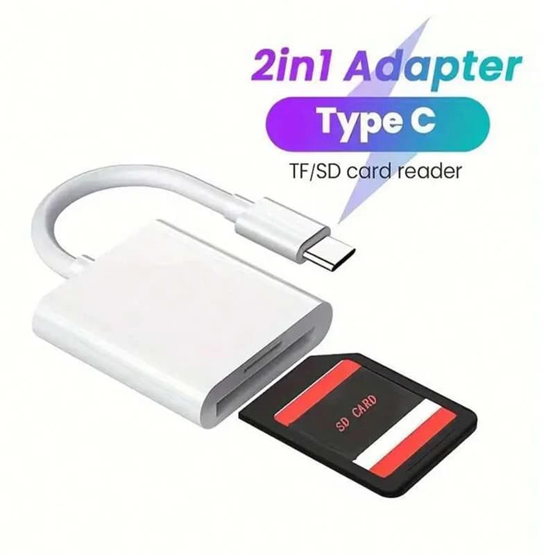 Lettore di schede USB-C 2 in 1, convertitore di memoria da USB C a scheda SD OTG SD/TF per iPad Pro, MacBook e altri tablet