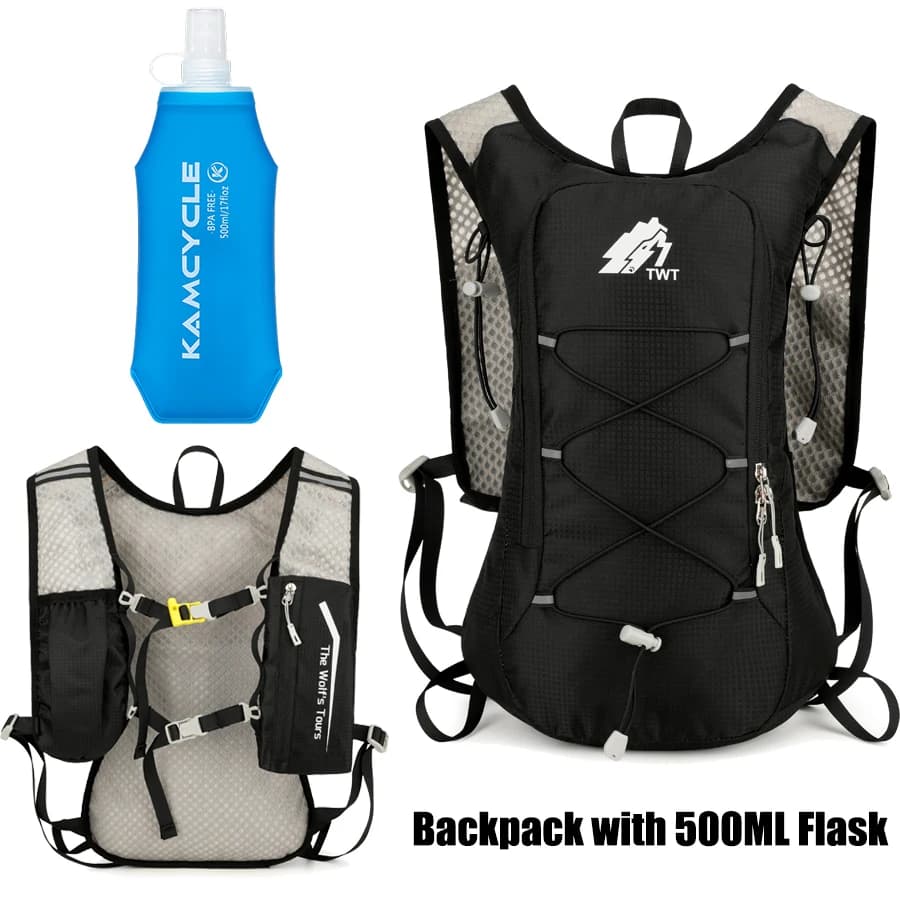 Gilet da Corsa con Borraccia Morbida da 500ML, Gilet Idratazione Leggero e Traspirante per Uomo e Donna, Zaino da Corsa per Trail e Ciclismo