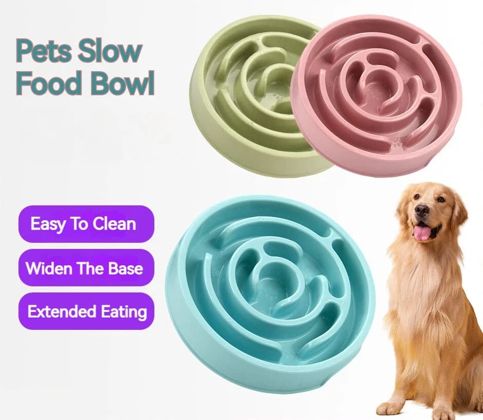 Slow Feeder Dog Bowl Anti-Choking Pet Food Bowl Non-Slip Slow Eating Cat Bowl Puppy Licking Feeding Basin Durable Pet Feeding Di