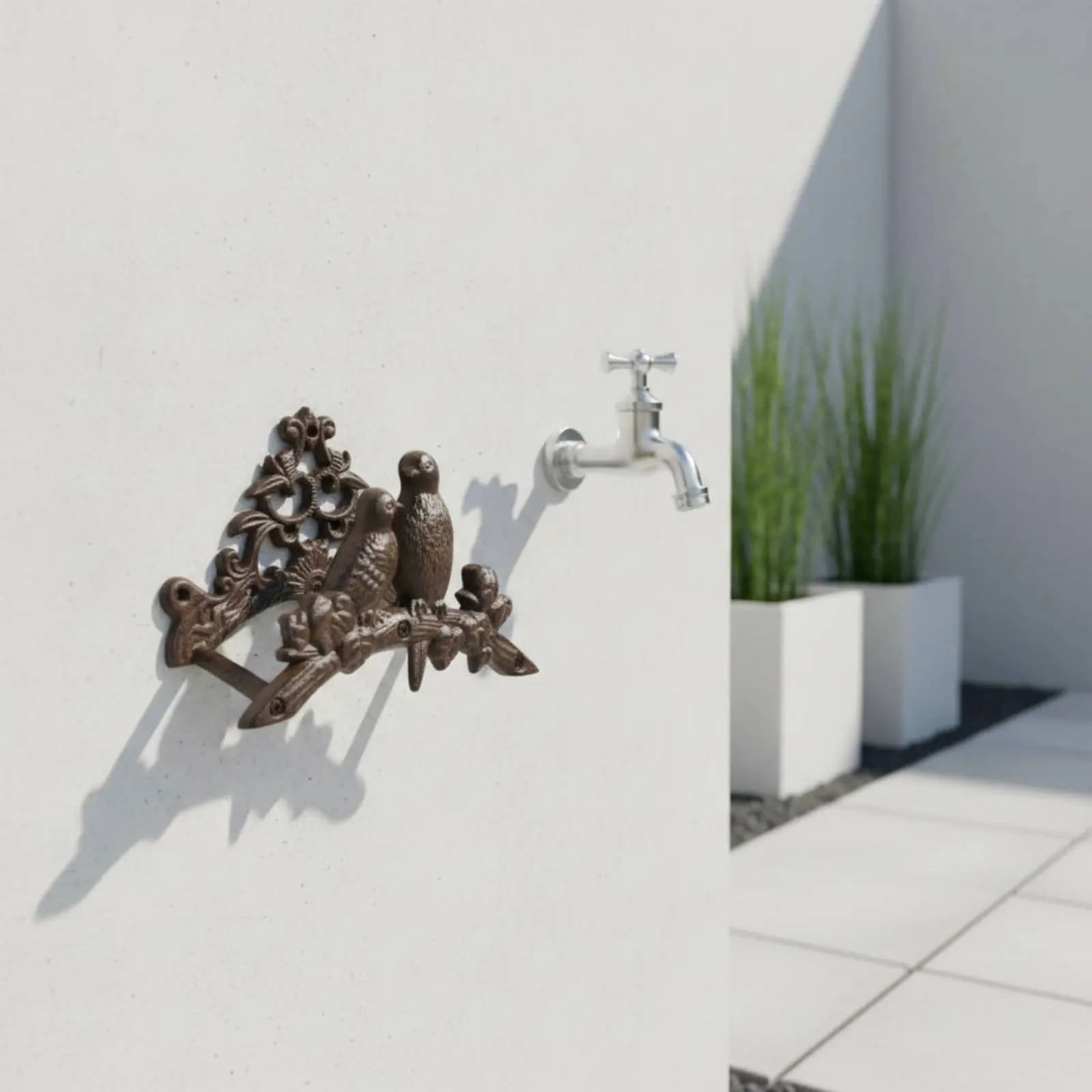 Supporto per Tubo da Giardino a Parete in Ghisa, Gancio per Tubo da Giardino da Esterno, Design Rustico Robusto per Lavaggio Auto