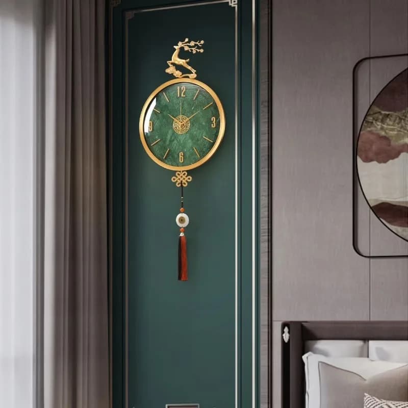 Nuovo orologio da parete cinese in ottone, orologio da parete di lusso leggero per soggiorno