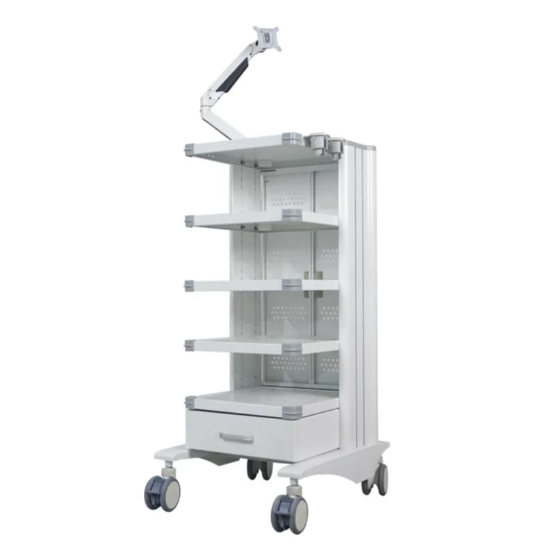 Carrello ospedaliero Silent Wheels da 26-32 pollici con regolazione dell'altezza per laptop medico e supporto in metallo con vassoio 4K