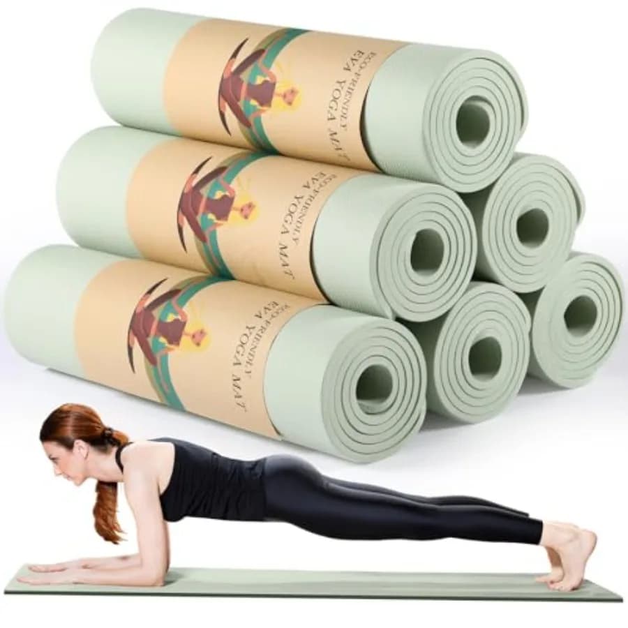 Yoga Mat for Fitness, Stretching, Workout and Studio, Outdoor Yoga, Pilates; 10mm Thick EVA Foam; Black; Anti-slip Tear-resista