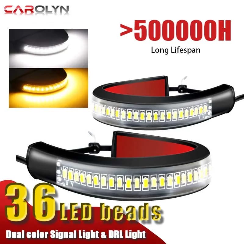 Carolyn 2 pezzi LED indicatori di direzione e anello DRL barra trasversale lampeggiante lampeggiatore ambra bianco moto lampeggiatore accessori per la modifica dell'auto