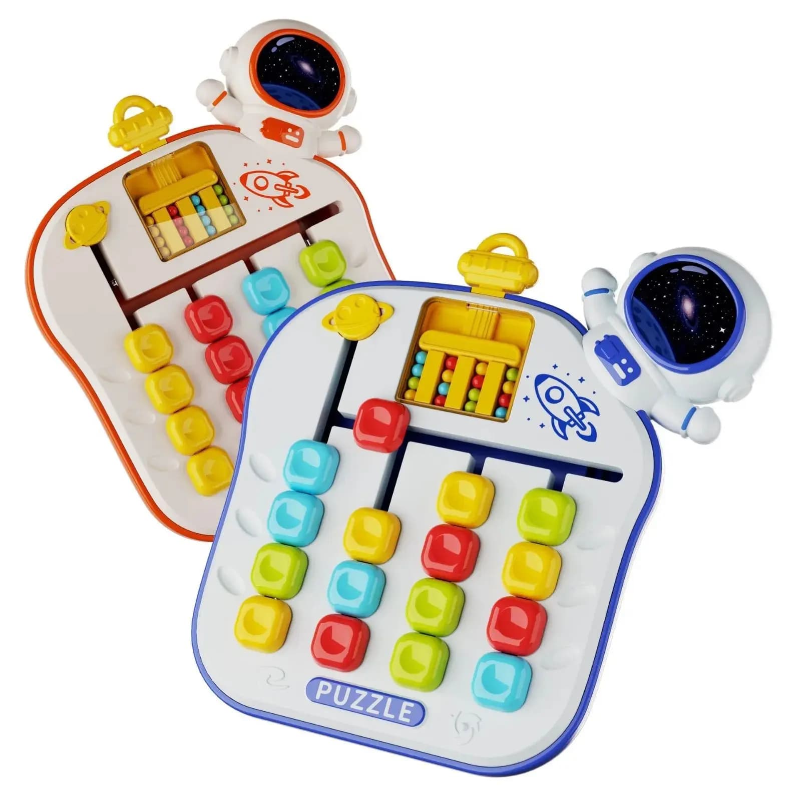 Astronaut Sliding Puzzle Board Toy - Double-Sided 4 Color Moving Chess Maze Challenge Cognitive Thinking Fun Interactive Game