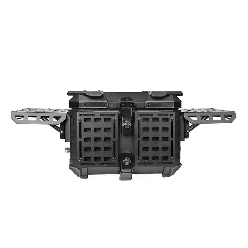 Robusto Bauletto Posteriore in Alluminio da 45L per Moto, Impermeabile, con Serratura, Portacasco Universale