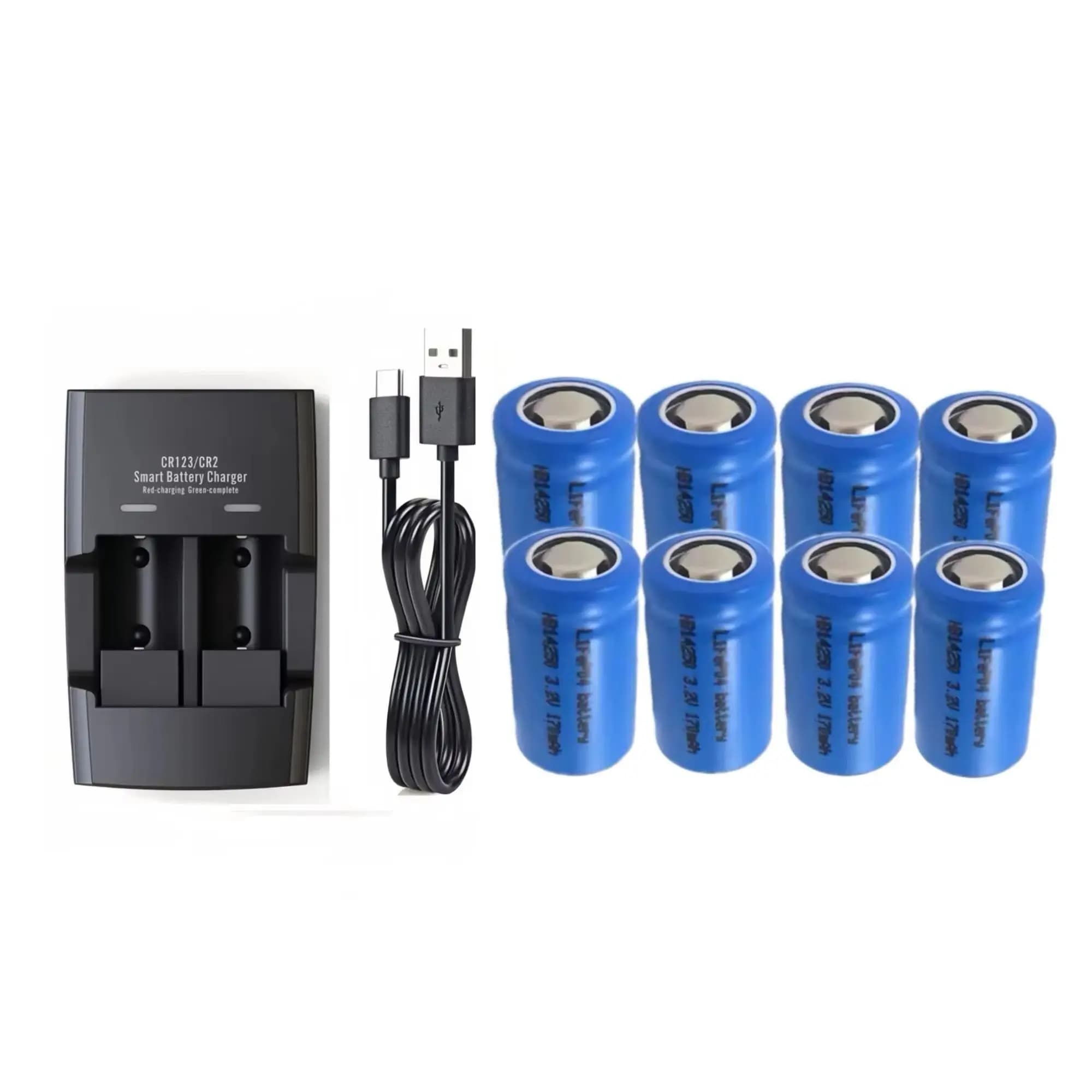 Batteria LiFePO4 14250 da 8 pezzi 3.2V 170mAh 1 2AA Caricatore per allarme fumo Torcia laser a infrarossi Torcia elettrica Serratura elettronica per porta Giocattolo