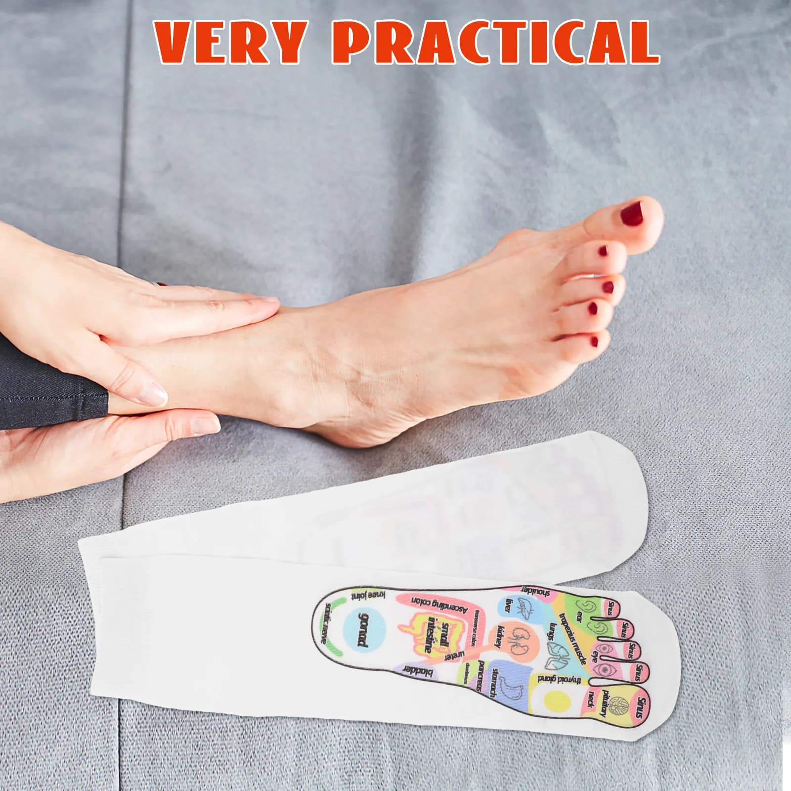 Set di Calzini per Riflessologia in Morbido Cotone, Calzini per Massaggio ai Piedi con Diagramma di Agopressione, Terapia per Alleviare la Fatica dei Piedi