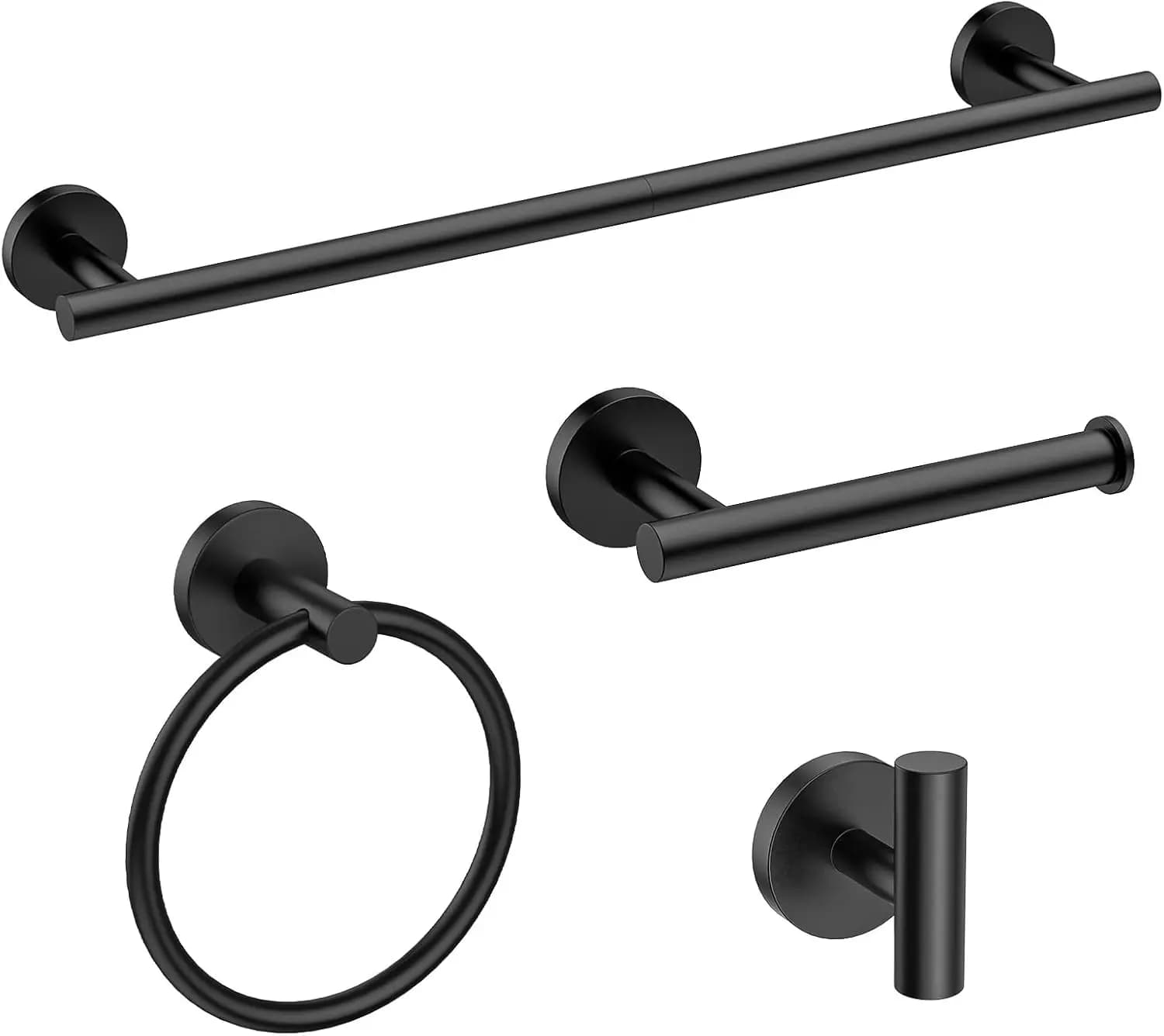Set di Accessori per Bagno Moderno in Nero Opaco, Portasciugamani da 24 Pollici con Porta Carta Igienica, Accessori Durevoli in Acciaio Inossidabile