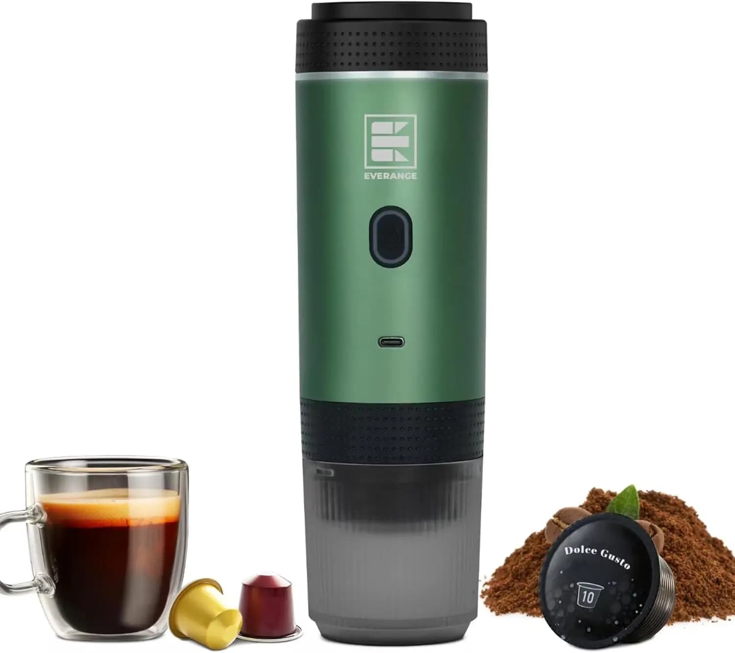 Portable Electric Espresso Machine, Car Coffee Maker for Travel Camping, Battery Powered Coffee Brewer Compatible with Ground