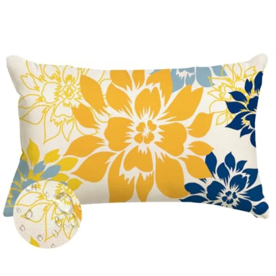 Fodere per cuscini impermeabili con motivo floreale Dalia per esterni, 12x20 pollici, decorative per primavera ed estate, per divano, patio, giardino